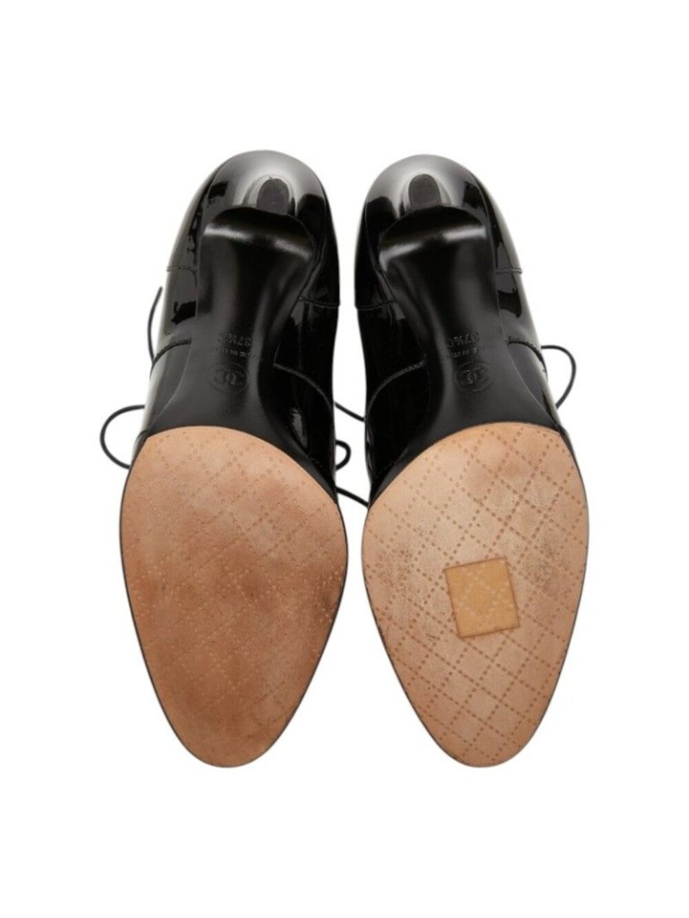 Chanel CC Logo Booties 37 1 2C Black Patent Leather Boot - Picture 5 of 8